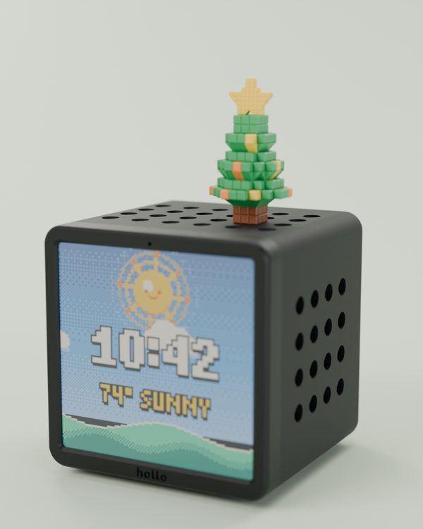 Another rendered studio shot of a black Hollo with the holiday tree
