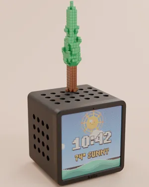 Rendered studio shot: a black Hollo with the redwood tree