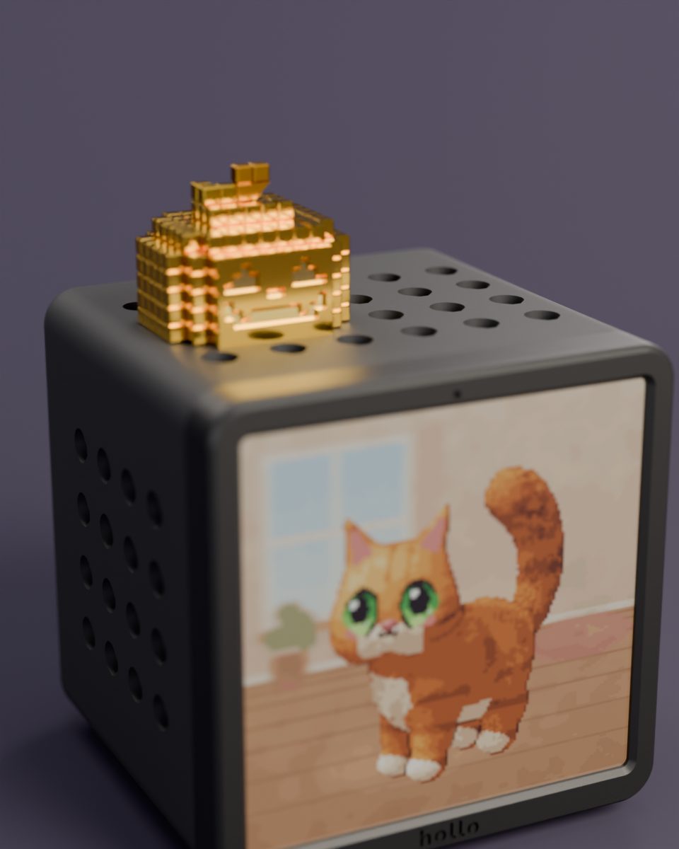 Rendered studio shot: the classic pumpkin in its Golden finish, with a black Hollo